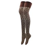 Calza donna alta coscia maglia inverno stivale caldo extra lunga gamba riscaldante ginocchio alto basso comodo e retrò, marrone, Taglia unica