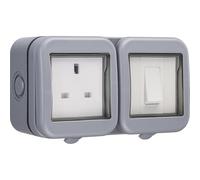 Calza elettrica impermeabile IP55 per esterni, con interruttore a 1 pulsante.