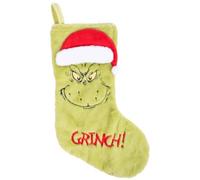 Calza Epifania Befana Grinch in Morbido Peluche Verde con Cappello Rosso - Decorazione Natalizia Divertente E Capiente 48cm