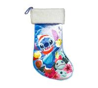 Calza Epifania Befana in Tessuto con Personaggio Blu Natalizio - Polsino Morbido Bianco - Decorazione da Riempire con Dolci E Regali 45cm