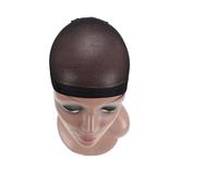 Calza invisibile for parrucca, retina for capelli, berretto ondulato traspirante, accessori for parrucca, colore della pelle beige e nero(Black 2 pieces)