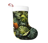 Calza natalizia con foglie di palma tropicale, polsino morbido classico, decorazione per la casa, ornamenti per feste di Natale