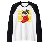 Calza Natalizia con Gatto Nero Maglia con Maniche Raglan