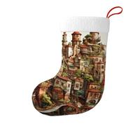 Calza natalizia da 45,7 cm, calze decorative per feste di Natale, accessori decorativi per feste di Natale, idea regalo per città delle fiabe, castello dei sogni