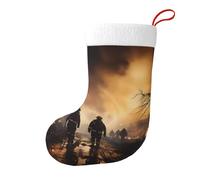 Calza natalizia da 45,7 cm, calze decorative per feste di Natale, accessori decorativi per feste di Natale, idea regalo per città delle fiabe, vigili del fuoco che combattono gli incendi