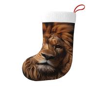 Calza natalizia da 45,7 cm, calze decorative per feste di Natale, accessori decorativi per feste di Natale, regalo con il cane con il cappello, lo sguardo del leone stile 1