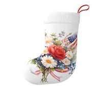 Calza natalizia da 45,7 cm, calze decorative per le vacanze, accessori decorativi per feste di Natale, polsino, idea regalo, città delle fiabe, bandiere e fiori