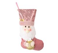 Calza Natalizia Decorativa 48x21CM Rosa Paillettes per Casa e Feste