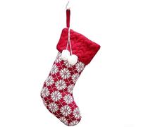 Calza natalizia lavorata a maglia con motivo renne e fiocchi di neve per uso festivo, calza in tessuto leggero adatta per appendere e tenere dolcetti stagionali (E)