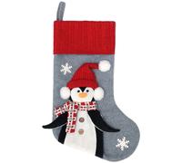 Calza Natalizia per Bambini con Cappello 3D Pinguino Grigio Sciarpa Rossa 45cm D