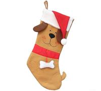 Calza natalizia progettata come osso di cane con allegra stampa di cartoni animati, adatta per contenere caramelle e piccoli regali, decorazione per albero (QD20308A - giallo)