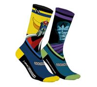 Calza Uomo Goldorak Cotone, 1 Paio di Calzini Fantasia Uomo, Edizione Limitata e Originale, Giallo/Blu/Rosso/Blu/Viola, 43-46