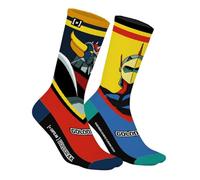Calza Uomo Goldorak Cotone, 1 Paio di Calzini Fantasia Uomo, Edizione Limitata e Originale, Giallo/Blu/Rosso/Blu, 39-42