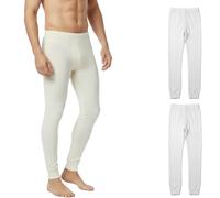 Calzamaglia Uomo in Caldo Cotone Lungo, Made in Italy - Set 2 o 4 Pantalone Intimo Termico Invernale Morbido e Traspirante - Comfort Naturale e Aderente - Nero o Bianco, da S a 3XL (2, Bianco, XL)