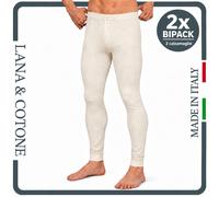 Calzamaglia Uomo Invernale Mutande Lunghe Lana e Cotone Intimo Termico Set da 2