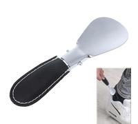 Calzante Piccolo Mini Corto Portatile Calzascarpe, Uso da Viaggio Pieghevole in Metallo Shoe Horn, con Rivestimento in Pelle PU, Strumento Ausiliario per Indossare Le Scarpe