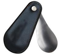 Calzante Piccolo Mini Corto Portatile Calzascarpe, Uso da Viaggio Pieghevole in Metallo Shoe Horn, con Rivestimento in Pelle PU, Strumento Ausiliario per Indossare Le Scarpe