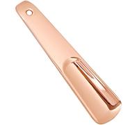 Calzascarpe Corto Portatile Mini Piccolo Calzante, Acciaio Inossidabile Elettrolitico Opzionale A 4 Colori Shoe Horn, con Design A Foro Sospeso (Color : Rose Gold, S : 11 * 2.6cm)