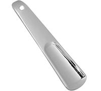 Calzascarpe Corto Portatile Mini Piccolo Calzante, Acciaio Inossidabile Elettrolitico Opzionale A 4 Colori Shoe Horn, con Design A Foro Sospeso (Color : Silver Grey, S : 11 * 2.6cm)