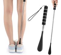 Calzascarpe Lungo, 2 Pezzi Calzascarpe Telescopico, 30-70 Cm In Plastica Per Uomini, Donne, Bambini E Anziani (Nero)