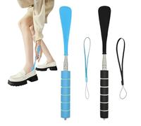 Calzascarpe Lungo, 2 Pezzi Calzascarpe Telescopico, 30-70 Cm In Plastica Per Uomini, Donne, Bambini E Anziani (Nero+Blu)