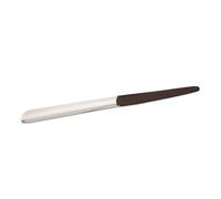 Calzascarpe Lungo Manico Vera Pelle Treccia Marrone - Paletta Argento - cm 43