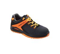 Rossini Tech - Scarpe Antinfortunistiche da Lavoro Saslong Orange Unisex Uomo Donna, Tessuto R-Tech, Sistema R-Fresh, Puntale in Fibra di Vetro, Colore Nero Arancio Fluo (42)