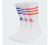 adidas 3STRIPES CUSHIONED SPORTSWEAR CREW SOCKS 3 PAIR PACK, CALZINI CORPO Unisex - Adulto, white/semi lucid blue/purple burst/bright red