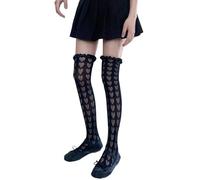 Calze a Balze con Cuore a Rete, Calze Alte Fino alla Coscia, for Donne e Ragazze, al Ginocchio(Black)