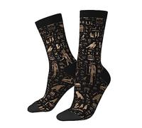 Calze A Compressione Ancient Egyptian Hieroglyphs Black Gold Calzini Sportivi Classic Calzettoni Antiscivolo Calze Elastiche Per Trekking Eescursionismo Passeggiate 40CM