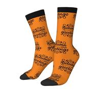Calze A Compressione Autumn Greetings Happy Thanksgiving Day Lunghe Calzinis Casuale Equipaggio Calzes Classici Calzini Da Allenamento Per Palestra Running Sport 40 Cm