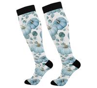 Calze A Compressione Blue Pumpkin Leaves Pattern Calzini Antiscivolo Antiscivolo Calzettoni Classic Calzini Sportivi Per Eescursionismo Passeggiate Trekking 50CM