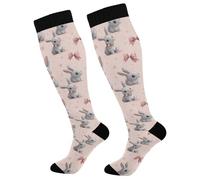 Calze A Compressione Bow Cute Lovely Rabbit Calzini Unisex Classici Traspiranti Calze Running, Per Estive, Tempo Libero, Amico, 50Cm