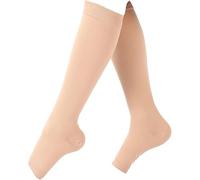 Calze a Compressione Calza a Compressione Polpaccio Tessuto in Nylon Altamente Elastico Punta Aperta Calze a Compressione per Vene Varicose Miglioramento della Circolazione (Color carne)