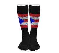 Calze a compressione con bandiera di Porto Rico e città, per donne e uomini, calze alte per la corsa e i viaggi Calze a compressione per uomo e donna, modello a gambaletto alto, ideali per la corsa e