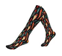 Calze a compressione con stampa a forma di amo da pesca per donne e uomini, 15-20 mmHg, supporto per infermieri, viaggi, corsa, atletica, calze a compressione, calzini di supporto