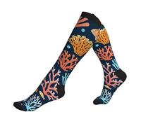 Calze A Compressione Coral Reef Printed Calzini Alla Moda Traspiranti Classici Calze Per Attività Sportiva, Per Tempo Libero, Palestra, Amico, 50cm