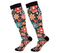 Calze A Compressione Cute Flower Colorful Pattern Calzini Antiscivolo Traspiranti Calzettoni Classic Calzini Sportivi Per Escursionismo Sport Campeggio 50CM