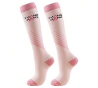 Calze a compressione da donna rosa con fiocco e lettere, alte al polpaccio, 1 paio, supporto graduato 15-20mmHg per gravidanza, viaggi, sport, allattamento e uso quotidiano 36-39,40-43Lettere,A strisc