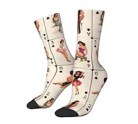 Calze A Compressione Play Card Pinup Girls Calzini Antiscivolo Antiscivolo Calzettoni Traspiranti Calzini Sportivi Per Trekking Campeggio Passeggiate 40CM