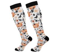 Calze A Compressione Pumpkin Skull Pattern Calze Elastiche Classic Calzettoni Antiscivolo Calzini Antiscivolo Per Eescursionismo Passeggiate Trekking 50CM