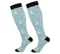 Calze a compressione Seagulls Clouds Blue Calze sopra il polpaccio Tennis | Calze lunghe casual Comfort Calze sportive per Lavoro Trekking Quotidiano