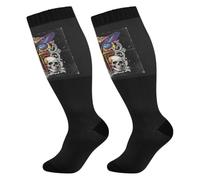 Calze a compressione taglie forti, 1 paio, Y2k Grunge Alt Goth Skull Crosspse