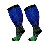 Calze a compressione taglie forti per donne e uomini al ginocchio alto supporto ampio polpaccio calze collant alti al ginocchio, Blu, 3XL