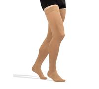 Calze a Compressione TONUS ELAST 23-32 mmHg con Fascia in Silicone, Autoreggenti con Punta Chiusa Classe II, Calze alte Fino alla Coscia con Puntale per Donna e Uomo (L (158-170 cm), Beige)