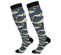 Calze A Compressione Whale Starry Star Calzini Antiscivolo Classic Calzettoni Traspiranti Calze Elastiche Per Passeggiate Escursionismo Campeggio 50CM