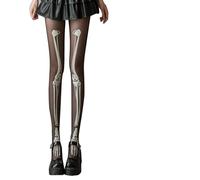 Calze a Rete di Halloween,2 pezzi Collant Fantasia Donna Ragnatela,Costume di Halloween,Costume da Scheletro,Scheletro da Donna,Collant Scheletro Calze con Stampa,Halloween,Carnevale,Feste a Tema