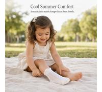 Calze a rete per bambina in cotone, antibatteriche ed estive, calze in cotone