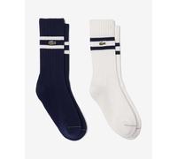Calze a righe Lacoste a contrasto blu navy bianche (2 paia) - 35-38