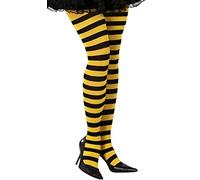 FIESTAS GUIRCA | Calze Gialle con Righe Nere per Donna (Taglia Unica) - Collant da Costume da Strega per Halloween e Carnevale - Accessorio Ideale per Cosplay - Nero e Giallo